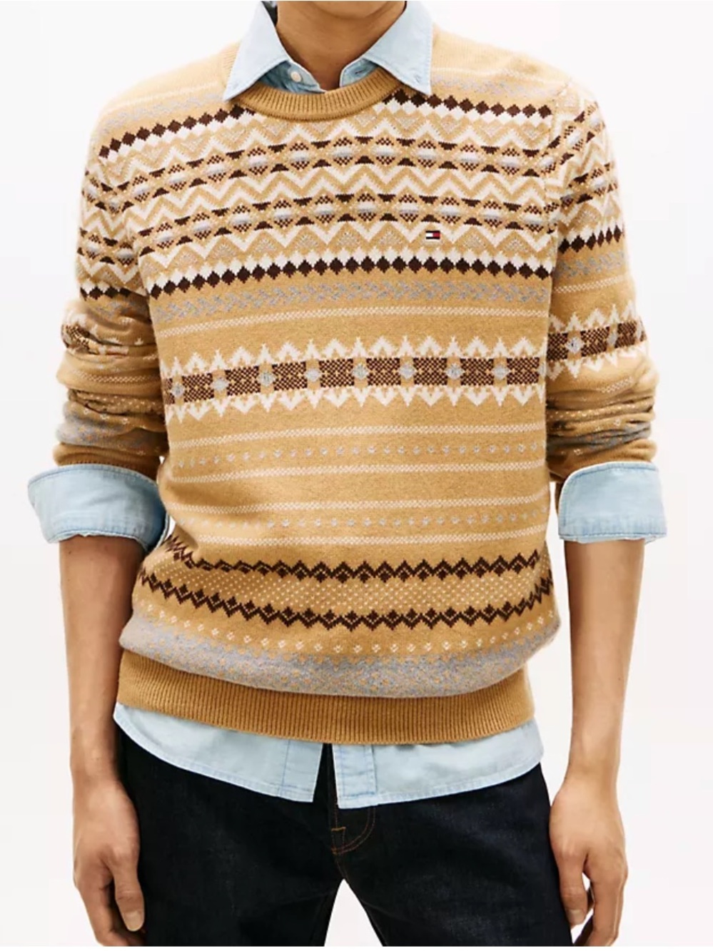 Tommy Hilfiger Allover Fair Isle Wool-Blend Sweater Men L
